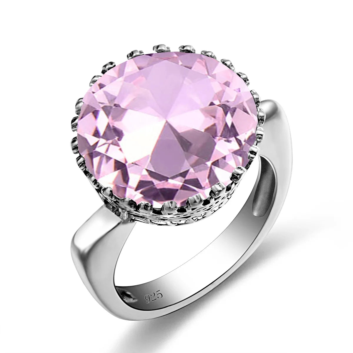 Szjinao Round Cut 16*16mm Garnet Ring Women Massive Genuine 925 Sterling Silver Vintage Large Wide Silver 925 Women's Jewellry F