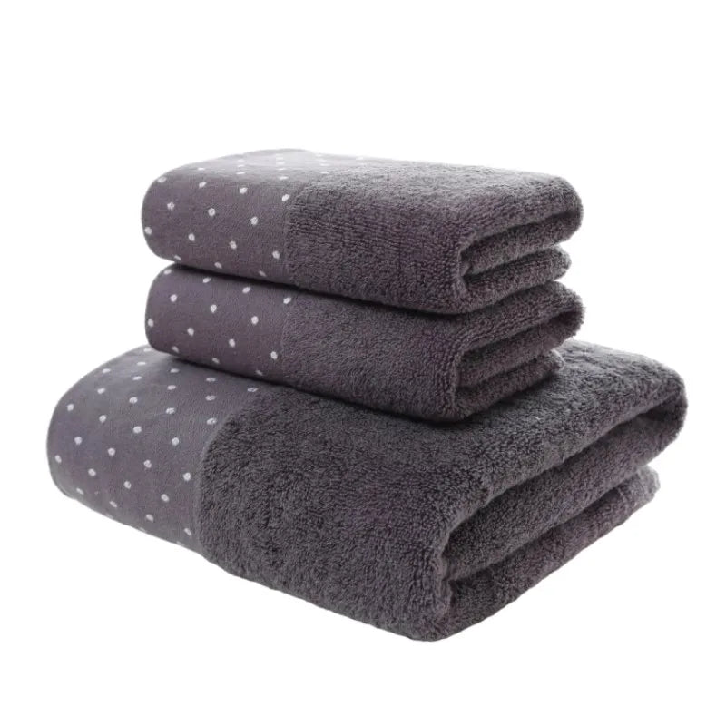 Set of 3 Cotton Bathroom Towels Sets 2pcs Hand Face Towel 35x75cm and 1pcs Big Bath Towels 70X140cm Washcloths Gift Towels 수건 세트