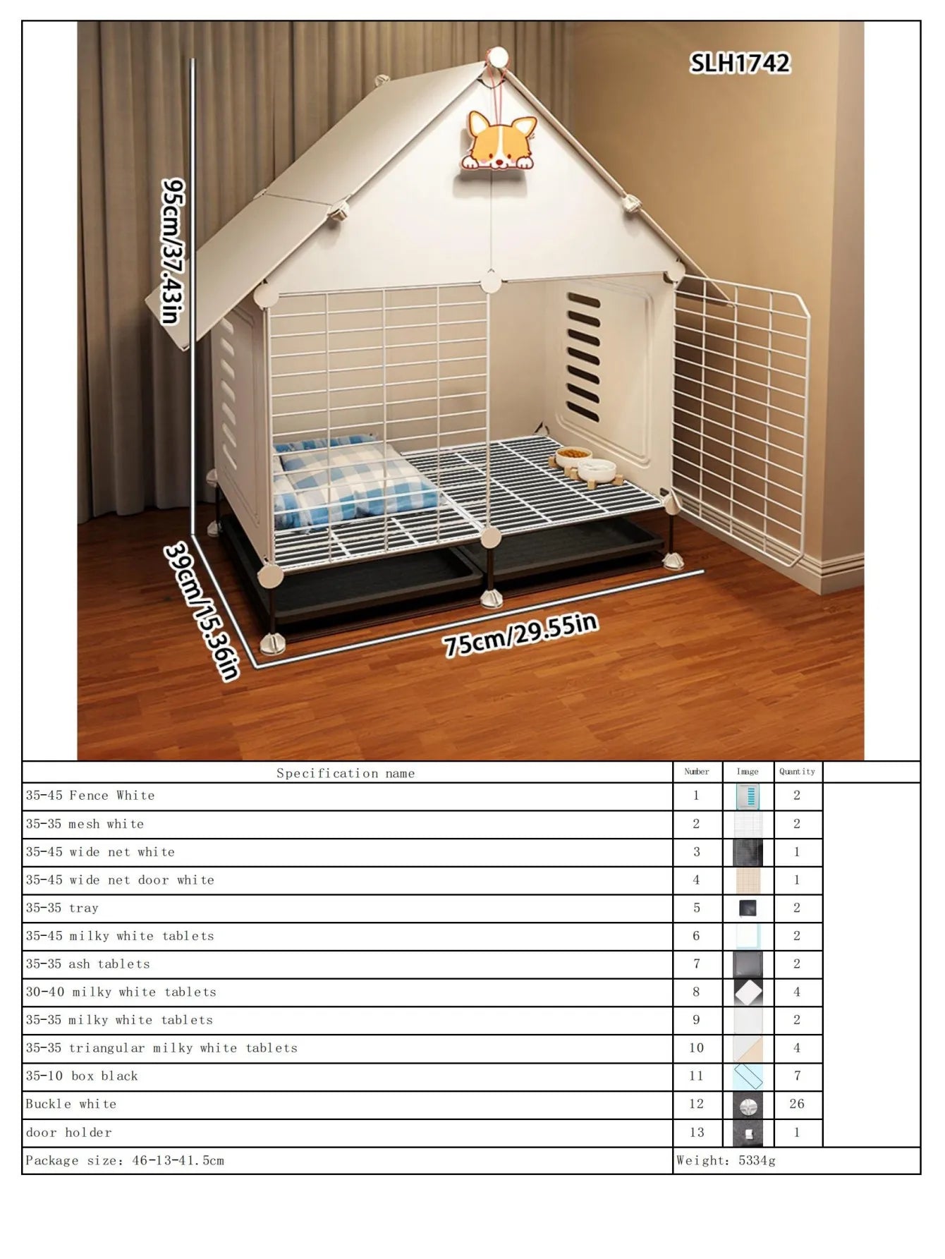 Dog Cage Small Dog Home Cat Villa Kennel One Bedroom One Bathroom One Living Room Pomeranian Teddy Corgi Dog House