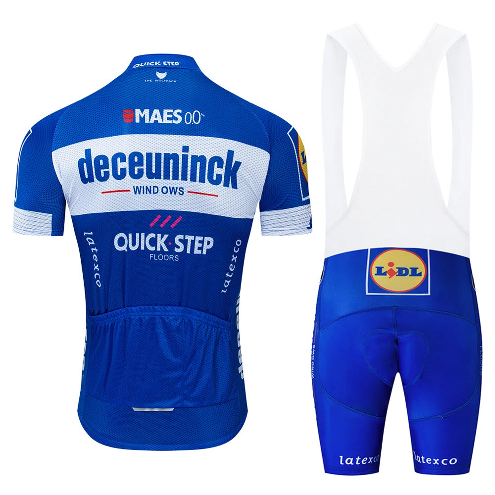 QUICK STEP Team Men's Cycling Jersey Set Summer Cycling Clothing Bike Clothes Uniform Maillot Ropa Ciclismo Hombre Bicycle Suit