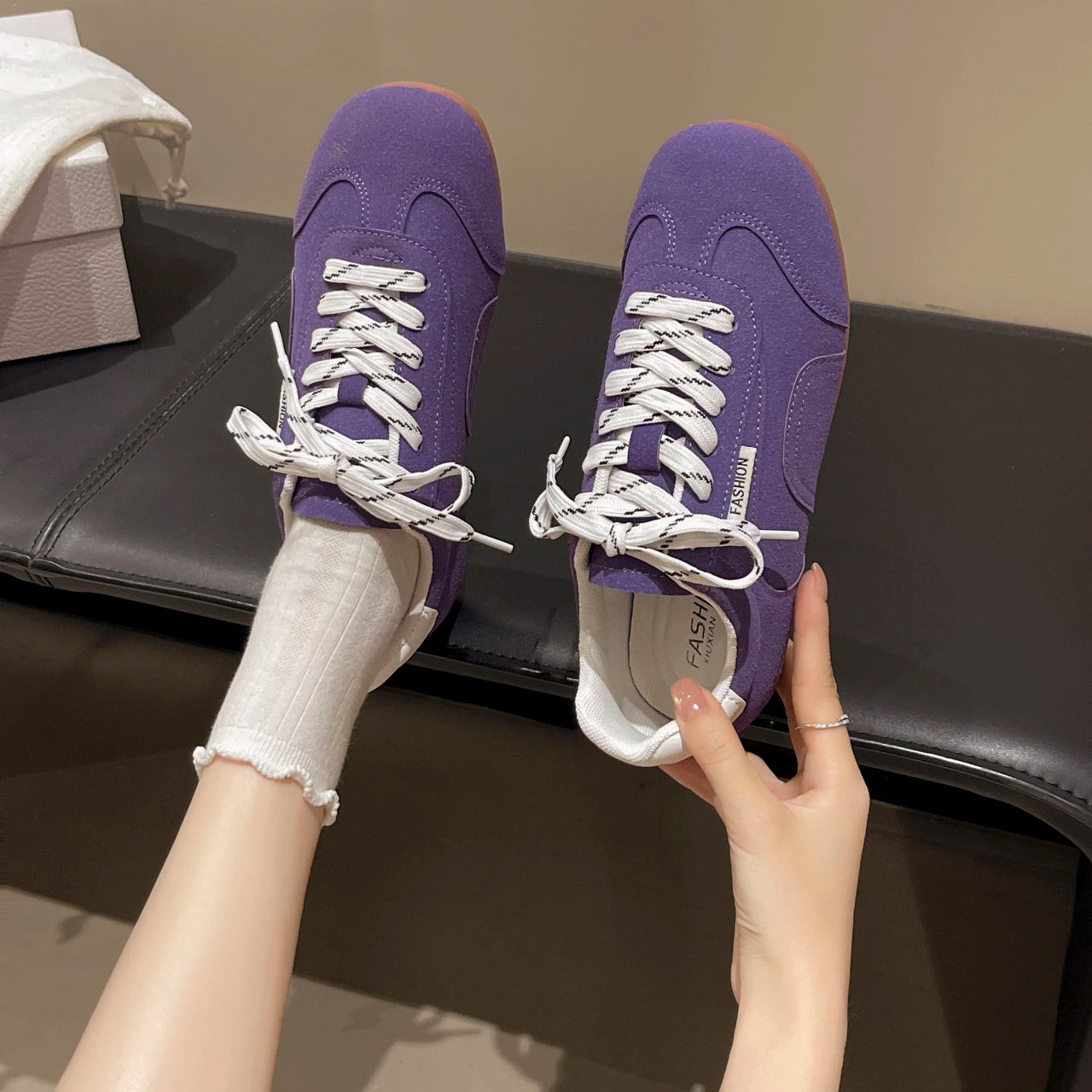 Women's Sneakers 2024 New Genuine Leather Ladies Moral Training Shoes Casual Spring Flat Shoes Women