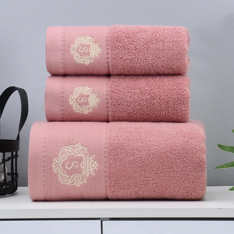 Set of 3 Cotton Bathroom Towels Sets 2pcs Hand Face Towel 35x75cm and 1pcs Big Bath Towels 70X140cm Washcloths Gift Towels 수건 세트