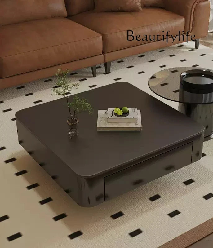 French retro light luxury rock slab coffee table small apartment living room home new square designer