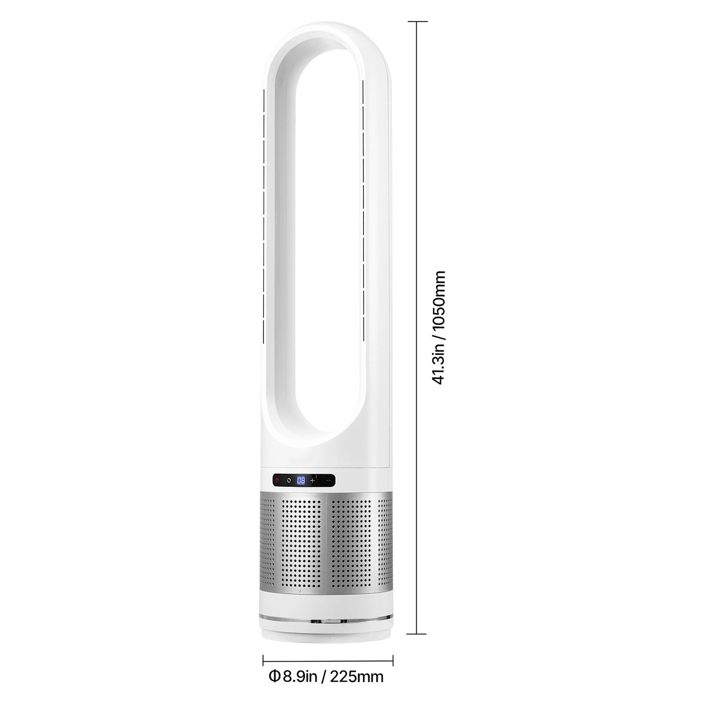 VEVOR Tower Fan Bladeless 15.4ft/s Velocity Floor Blows Cold Air 80° Oscillating 8-Speed Fans 8e Control & Air Purification Mode