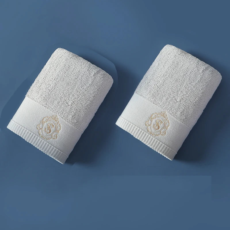 2PCS Luxury Hotel Towel Cotton High Quality Embroiderd Face Bath Towels Bathroom Soft Feel Highly Absorbent Shower Multi-color