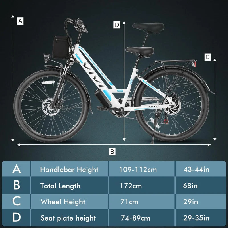 QVivi Electric Bike for Adults with 750W Peak Motor,26" Commuter Electric Bike,22MPH Cruiser Ebikes with 48V Removable Battery