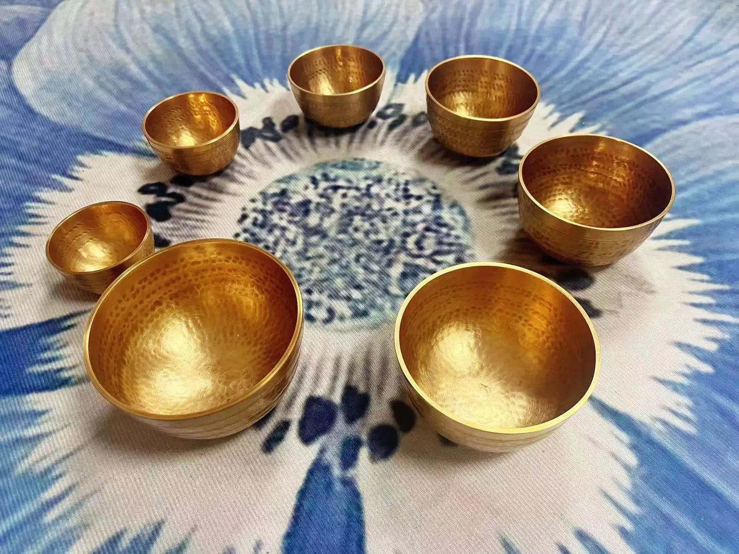 7 Pcs Brass & Metal Handcraft Tibetan Singing Bowl YOGA Meditation Metal Bowl Set Percussion Instrument Sound Bowl Healing