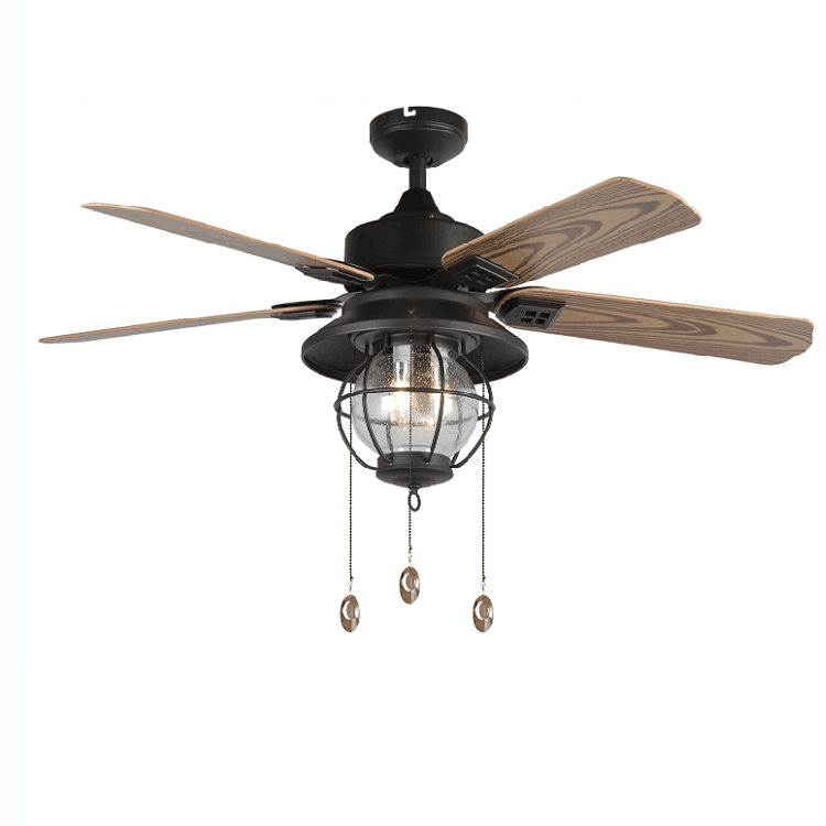 Outdoor Rainproof Ceiling Fan Lights Balcony Garden House Pavilion Waterproof and Sun Protection American Ceiling Fan, with Light Mute Fan Lamp