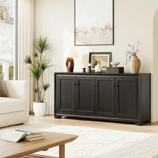 60" Buet Cabinet with Storage, 4 DoSideboard Buet Cabinet with Adjustable Shelves, ern Coee Bar ole Table or Living Room, Kitche