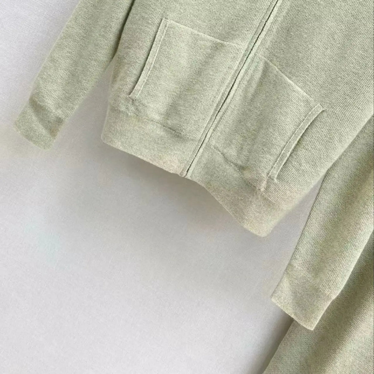 Autumn and Winter 100% Cashmere Casual Knit Hooded Cardigan and Drawn Trousers Set