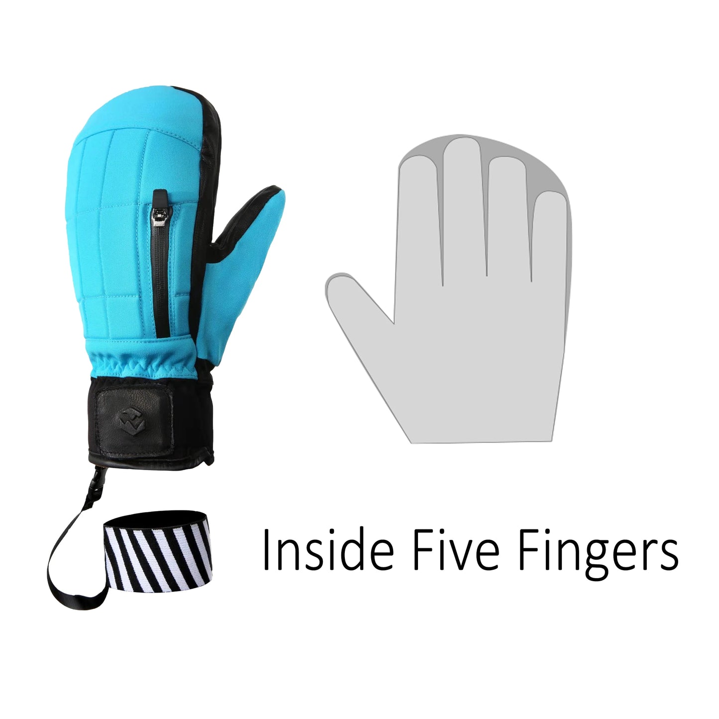 Inside Five Finger Design Ski Gloves Winter Waterproof Snowboard Gloves for Outdoor Snowmobile Snow Skiing Sports