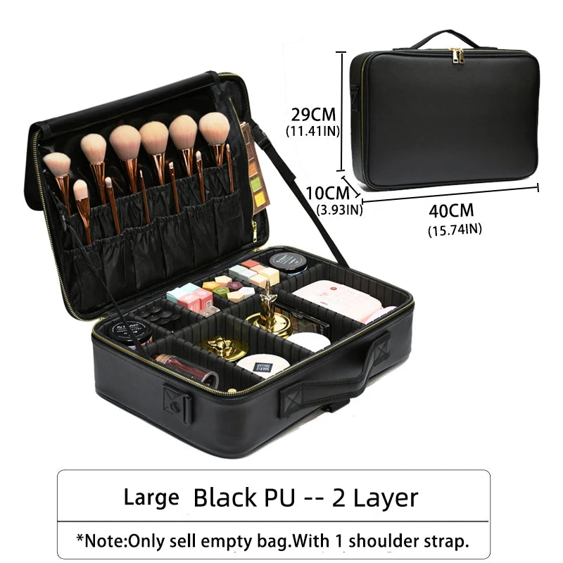 2021 New Crocodile PU Leather Cosmetic Bag Professional Make Up Box Large Capacity Storage Travel Toiletry Makeup Suitcase
