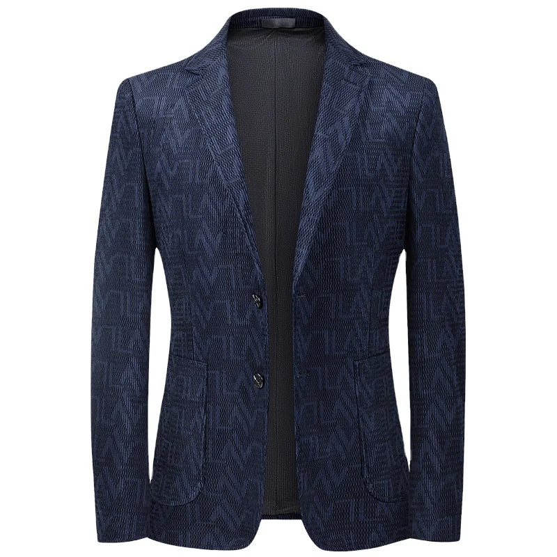 Men Casual Blazers Jacket Business Slim Fit  Jackets Suits Jacquard Corduroy Stretch Suit Men's Wedding and Party Suit