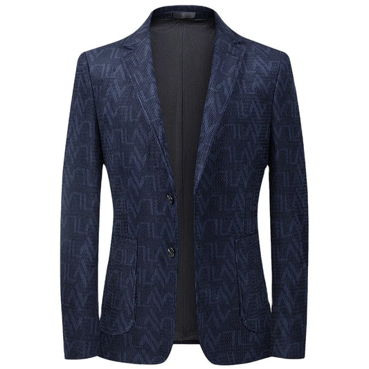 Men Casual Blazers Jacket Business Slim Fit  Jackets Suits Jacquard Corduroy Stretch Suit Men's Wedding and Party Suit