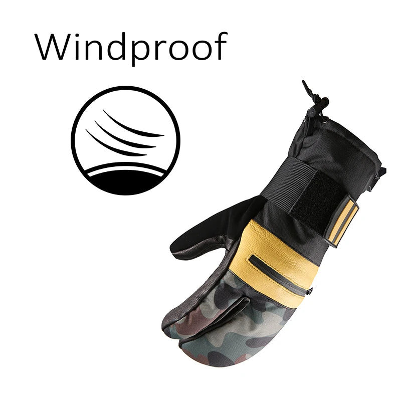 Inside Five Finger Design Ski Gloves Winter Waterproof Snowboard Gloves for Outdoor Snowmobile Snow Skiing Sports