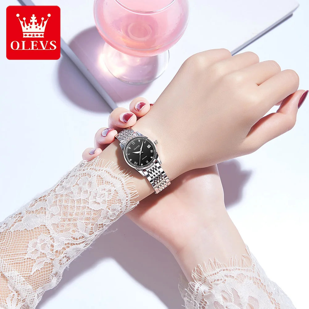 OLEVS6602 Oem Custom Mechanical WristWatch for Lover  Water Resistant Feature Date Waterproof Classics Lady Woman Watch