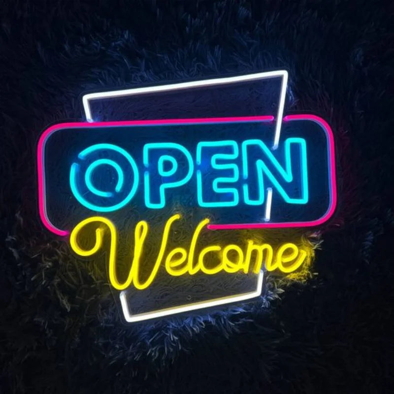 Custom Store Business logo Design Led Open Light up Sign Wall Decoration Neon Sign Light Led for Wall Decoration