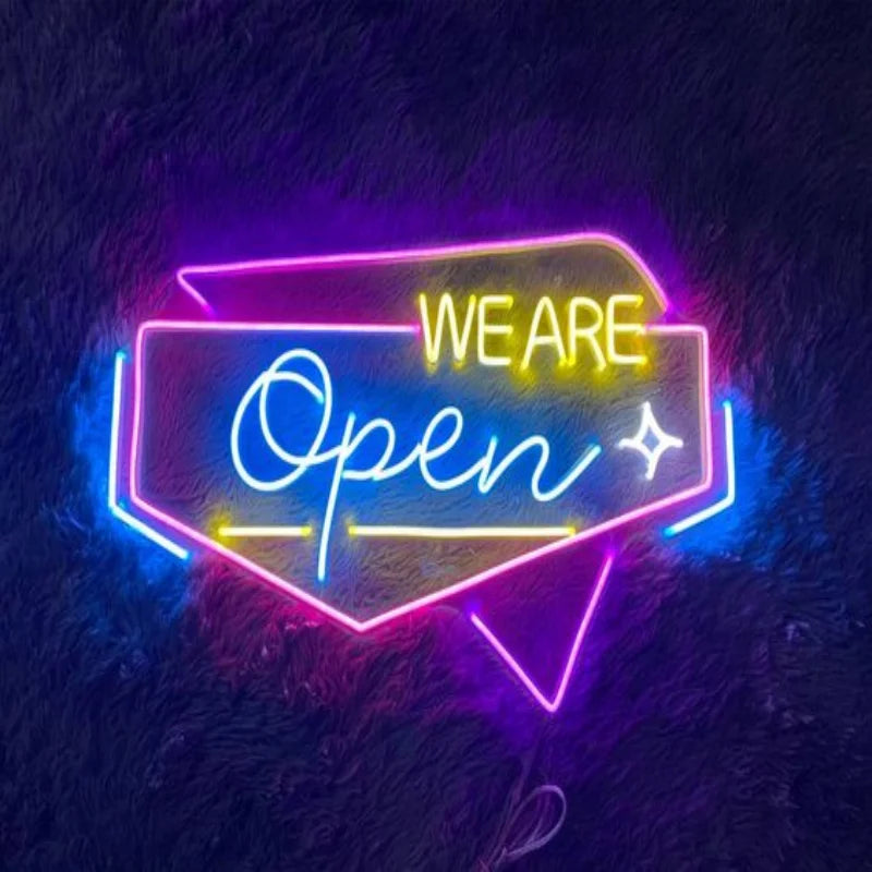 Custom Store Business logo Design Led Open Light up Sign Wall Decoration Neon Sign Light Led for Wall Decoration