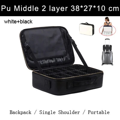 2021 New Crocodile PU Leather Cosmetic Bag Professional Make Up Box Large Capacity Storage Travel Toiletry Makeup Suitcase