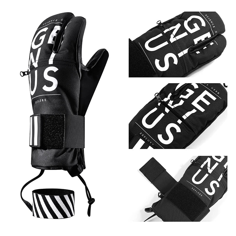Inside Five Finger Design Ski Gloves Winter Waterproof Snowboard Gloves for Outdoor Snowmobile Snow Skiing Sports