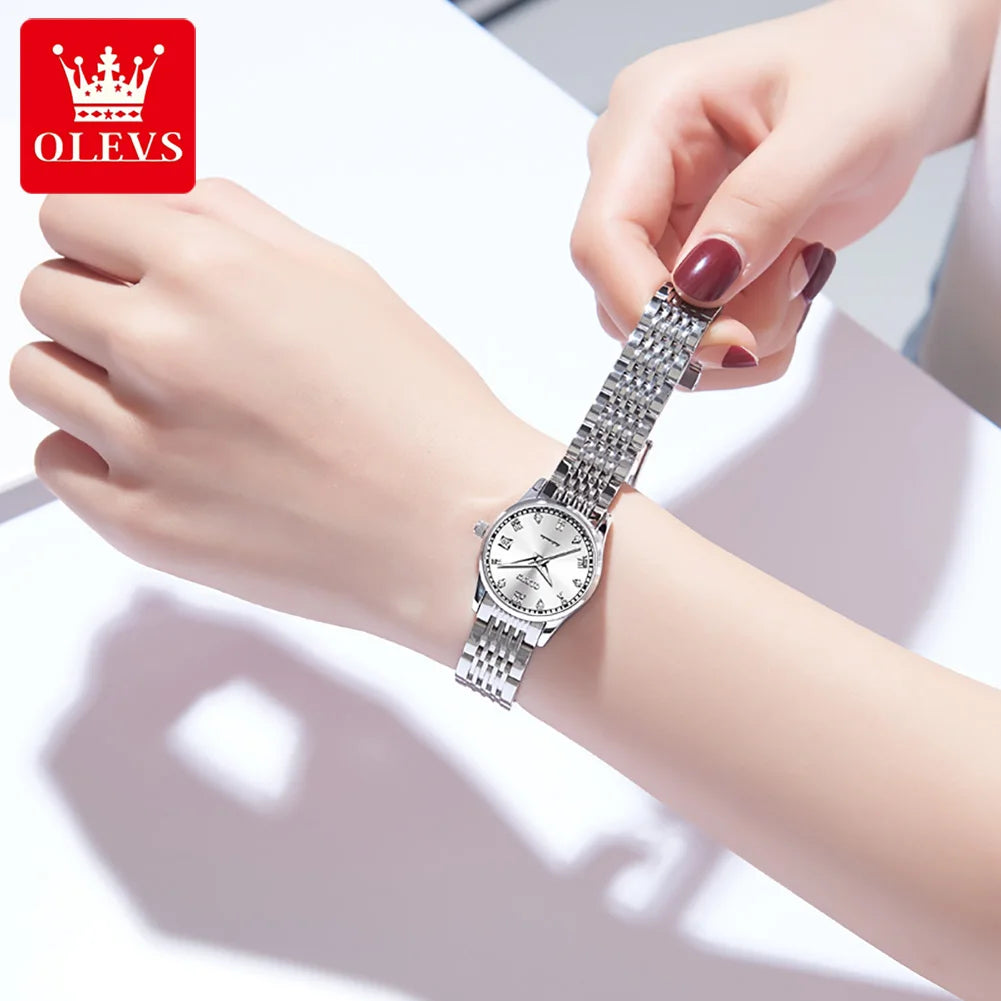 OLEVS6602 Oem Custom Mechanical WristWatch for Lover  Water Resistant Feature Date Waterproof Classics Lady Woman Watch