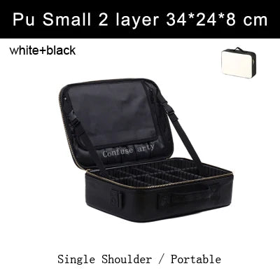 2021 New Crocodile PU Leather Cosmetic Bag Professional Make Up Box Large Capacity Storage Travel Toiletry Makeup Suitcase
