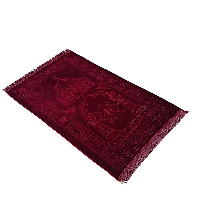Prayer Rug Sajjadah Embroidery Islamic Muslim Tassel Tapestry Decoration Janamaz Eid Gift Super Soft Thin Prayer Mat 110x65cm