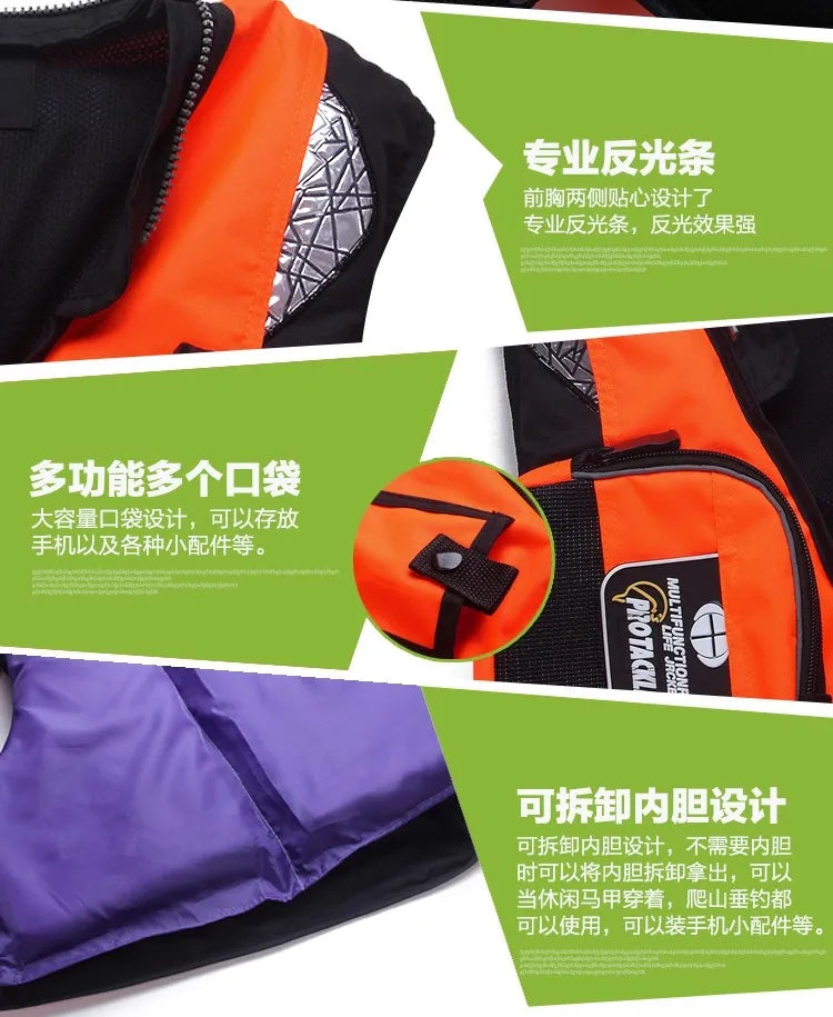 CE Unisex Polyester Life Jacket Swimming Life Vest Outdoor Sport Safety XXL Life Jacket For Drifting Boating Kayak Fishing Vest
