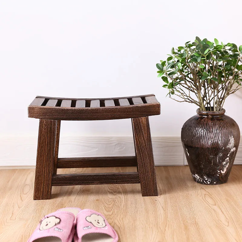 Japanese Antique Wooden Stool Bench  Paulownia Wood Asian Traditional Furniture Living Room Portable Small Wood Low Stool Design