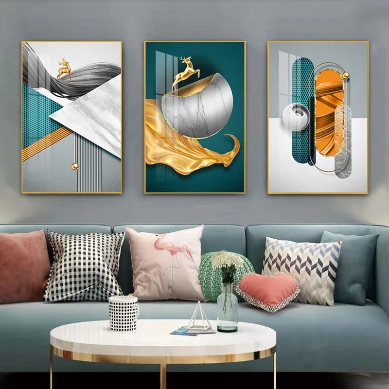 50X70CM S3 Factory Prices Aluminum Alloy Frame Glass Gallery Hanging Paintings Wall Decoration Living Room Crystal Wall Decor