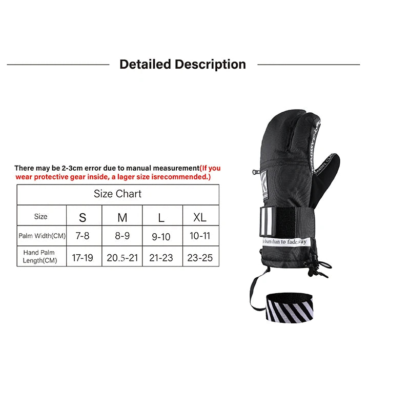 Inside Five Finger Design Ski Gloves Winter Waterproof Snowboard Gloves for Outdoor Snowmobile Snow Skiing Sports