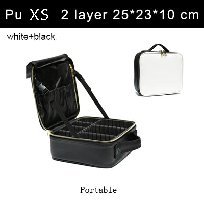 2021 New Crocodile PU Leather Cosmetic Bag Professional Make Up Box Large Capacity Storage Travel Toiletry Makeup Suitcase