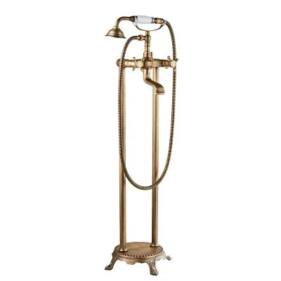 Antique Gold Bathroom Bathtub Faucet Mixer Shower OEM Brass Floor Freestanding Bath Tap