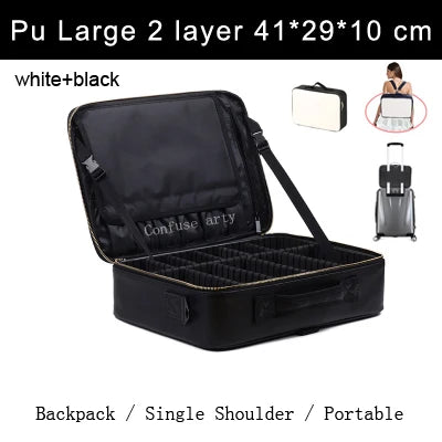 2021 New Crocodile PU Leather Cosmetic Bag Professional Make Up Box Large Capacity Storage Travel Toiletry Makeup Suitcase