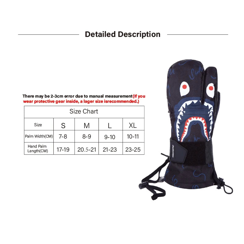 Inside Five Finger Design Ski Gloves Winter Waterproof Snowboard Gloves for Outdoor Snowmobile Snow Skiing Sports