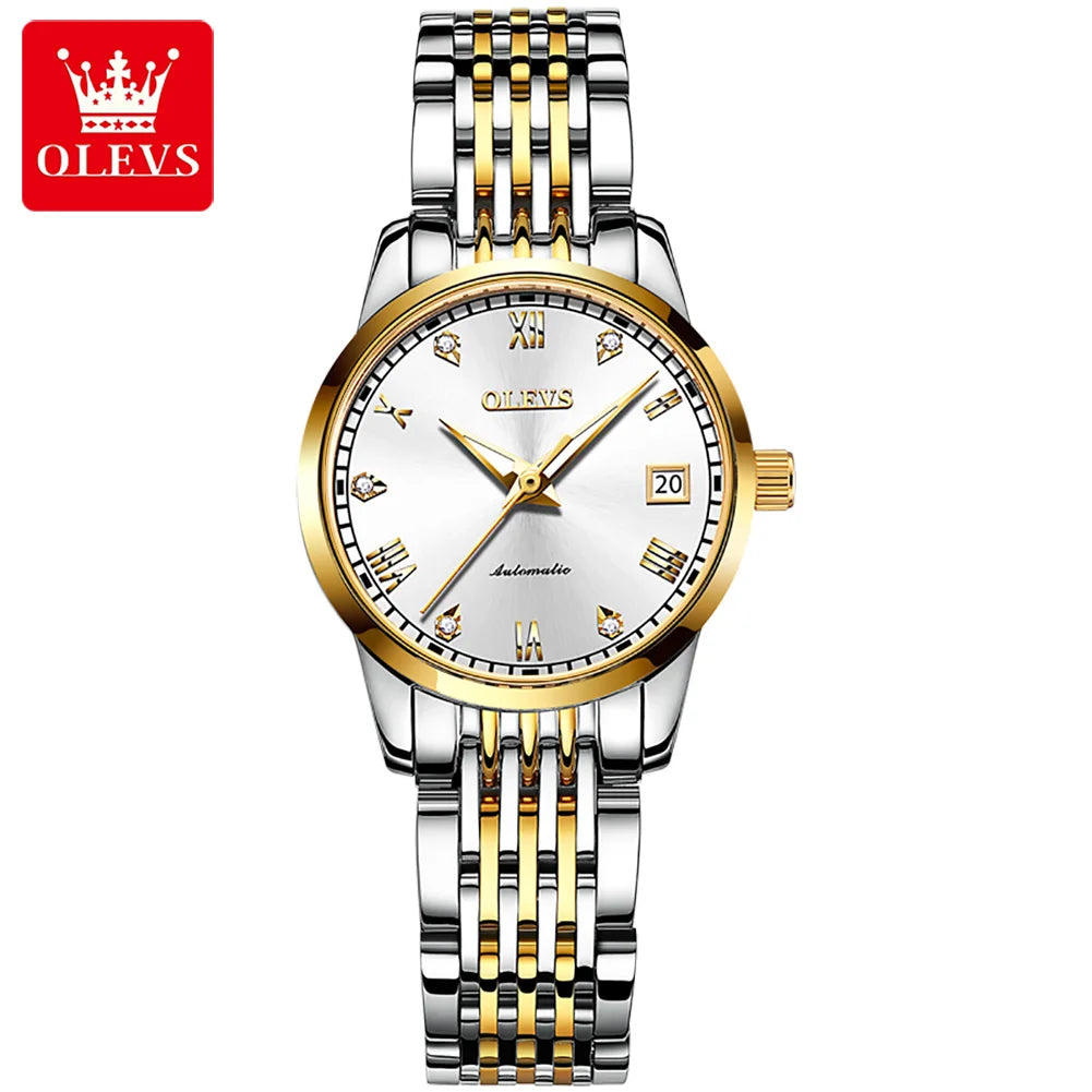 OLEVS6602 Oem Custom Mechanical WristWatch for Lover  Water Resistant Feature Date Waterproof Classics Lady Woman Watch