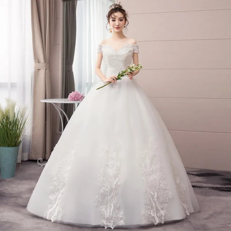 Wedding Dresses 2024 New The Sexy V-neck Lace Up Ball Gown Off The Shoulder Princess Elegant Vestido De Noiva