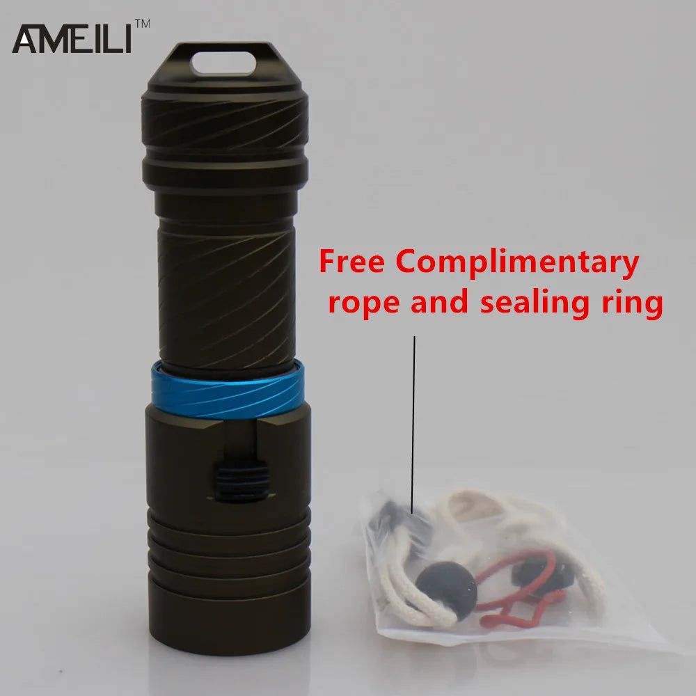 L2 Waterproof Dive Underwater 80 Meter LED Diving Flashlight Torches yellow Lamp Light Camping Lanterna With Stepless dimming