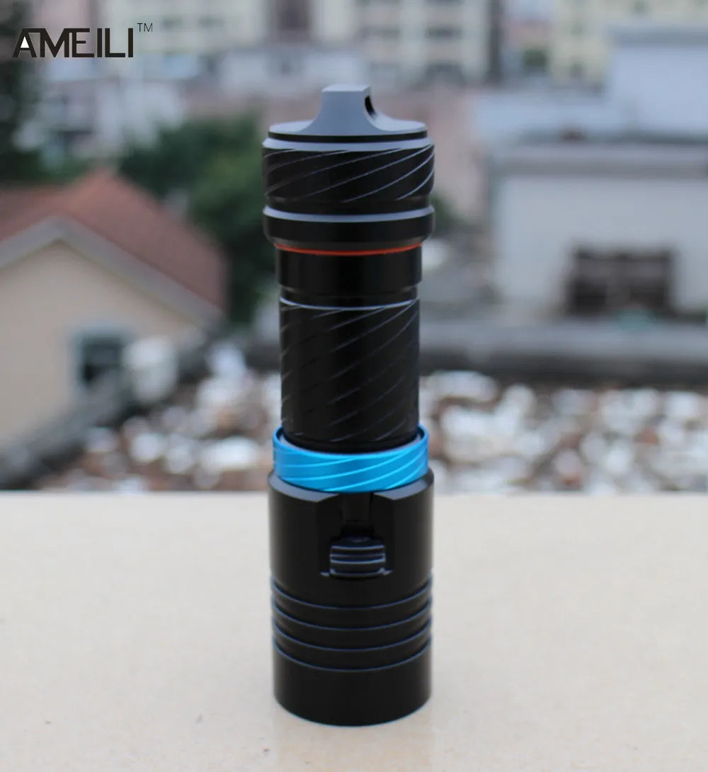 L2 Waterproof Dive Underwater 80 Meter LED Diving Flashlight Torches yellow Lamp Light Camping Lanterna With Stepless dimming