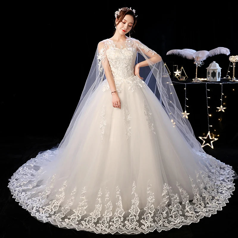 Wedding Dress 2024 New Elelgant Court Train Lace Embroidery Princess Vintage Wedding Dresse Plus Szie Wedding Gowns Customized