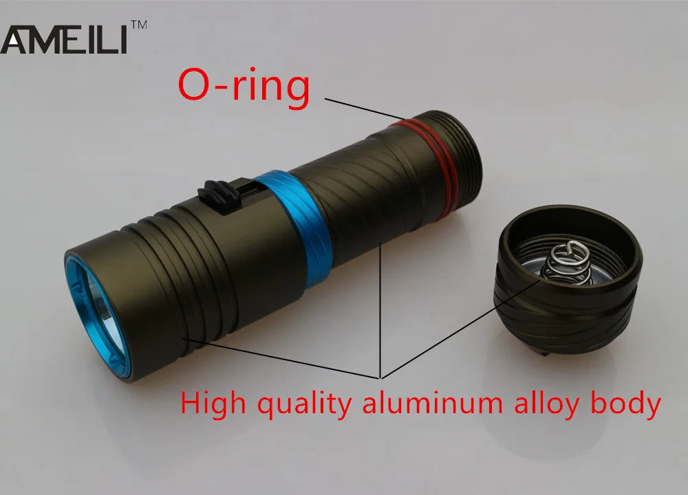 L2 Waterproof Dive Underwater 80 Meter LED Diving Flashlight Torches yellow Lamp Light Camping Lanterna With Stepless dimming