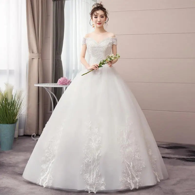 Wedding Dresses 2024 New The Sexy V-neck Lace Up Ball Gown Off The Shoulder Princess Elegant Vestido De Noiva