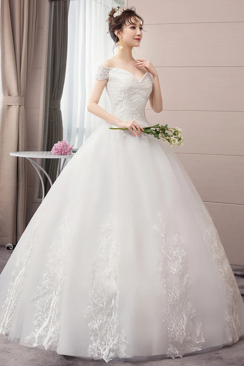 Wedding Dresses 2024 New The Sexy V-neck Lace Up Ball Gown Off The Shoulder Princess Elegant Vestido De Noiva