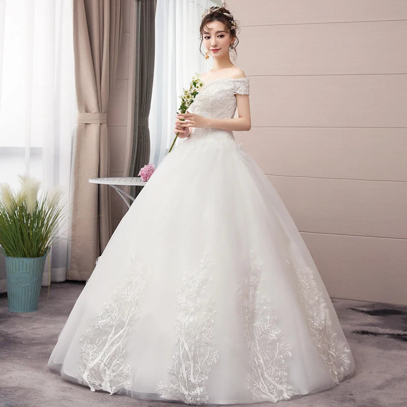 Wedding Dresses 2024 New The Sexy V-neck Lace Up Ball Gown Off The Shoulder Princess Elegant Vestido De Noiva