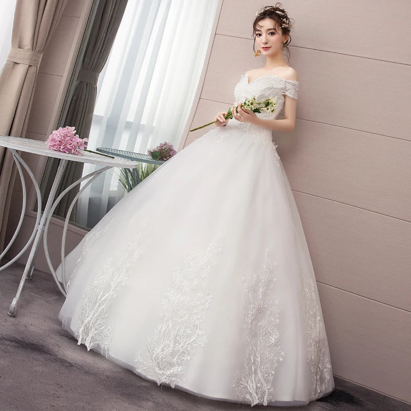 Wedding Dresses 2024 New The Sexy V-neck Lace Up Ball Gown Off The Shoulder Princess Elegant Vestido De Noiva