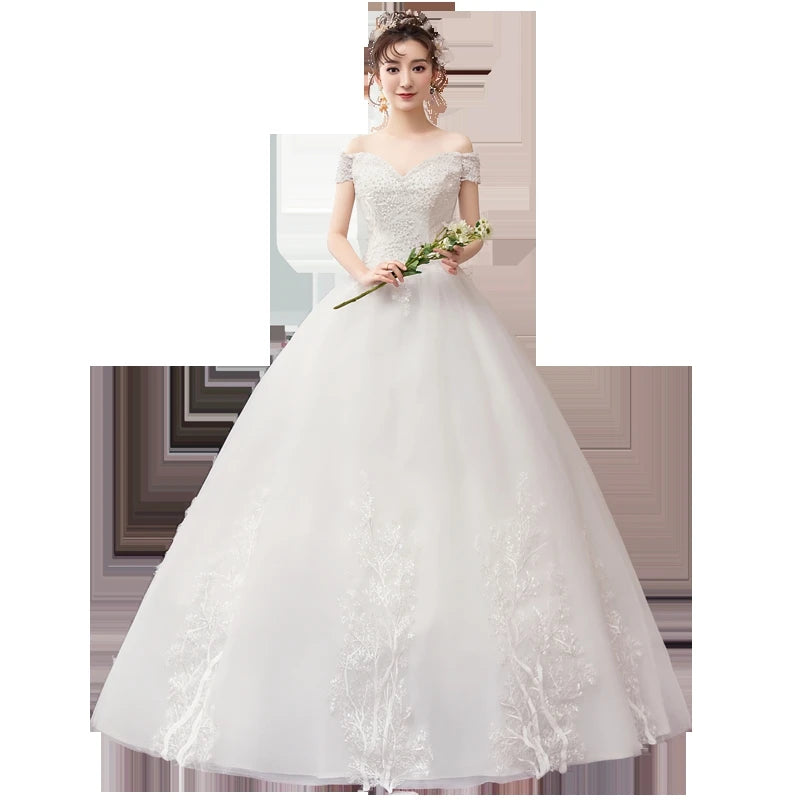 Wedding Dresses 2024 New The Sexy V-neck Lace Up Ball Gown Off The Shoulder Princess Elegant Vestido De Noiva