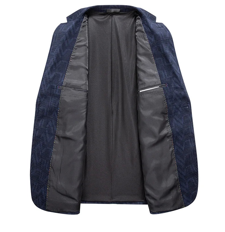 Men Casual Blazers Jacket Business Slim Fit  Jackets Suits Jacquard Corduroy Stretch Suit Men's Wedding and Party Suit