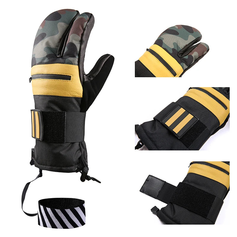 Inside Five Finger Design Ski Gloves Winter Waterproof Snowboard Gloves for Outdoor Snowmobile Snow Skiing Sports