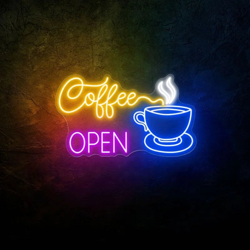 Custom Store Business logo Design Led Open Light up Sign Wall Decoration Neon Sign Light Led for Wall Decoration
