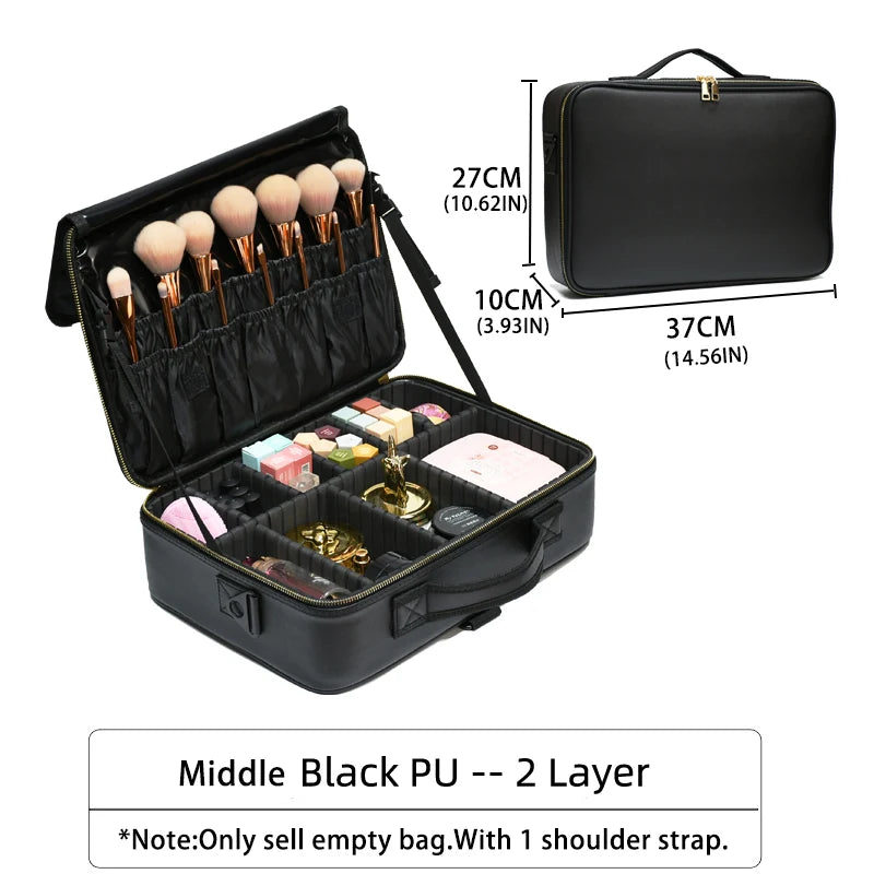 2021 New Crocodile PU Leather Cosmetic Bag Professional Make Up Box Large Capacity Storage Travel Toiletry Makeup Suitcase